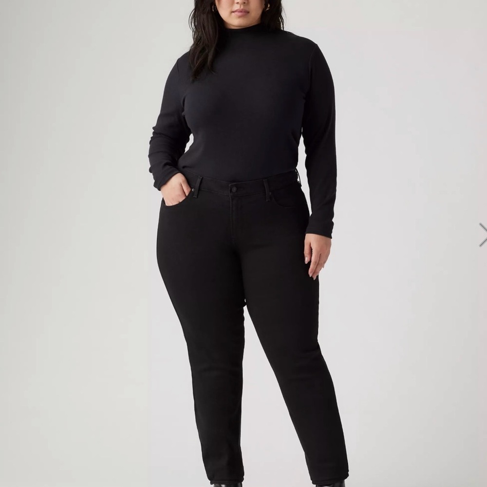 Levi's Classic Black Shaping Skinny Jeans 311 Mid Rise Size 18s 34/28 Tummy Cont